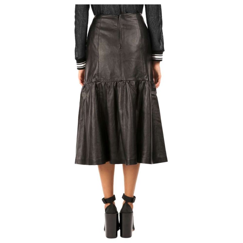 Women Leather Skirts Designer Calf Below Knee Length Long Skirt Mini Skirt 